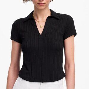 Madewell Ribbed V-Neck Polo Tee Size L